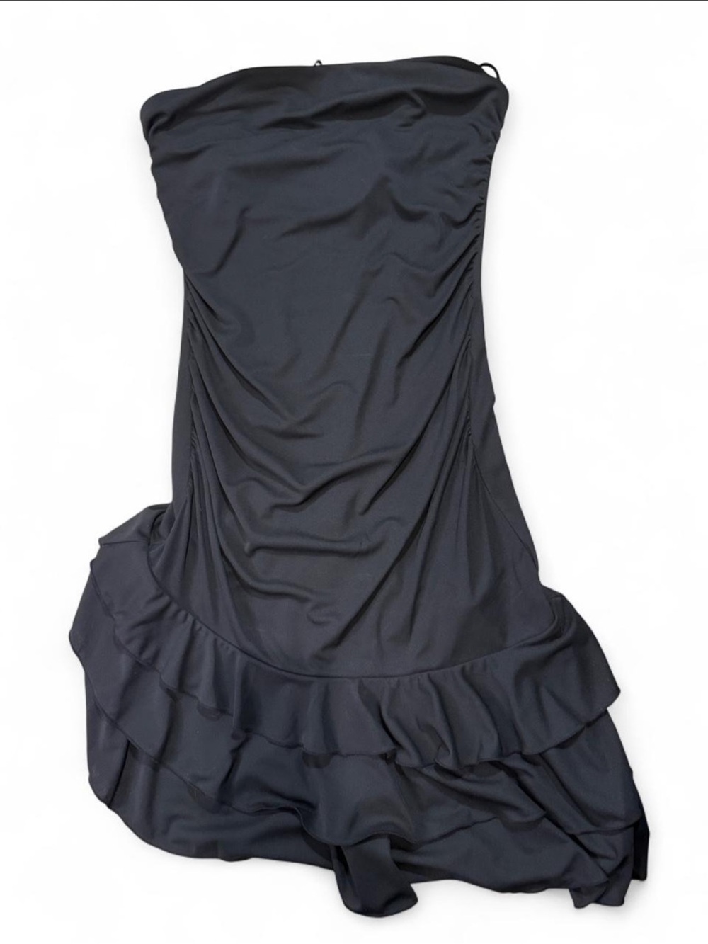 Y2K Goth Fairy Asymmetrical Ruffle Strapless Midi Dress Express Womens Size 8
